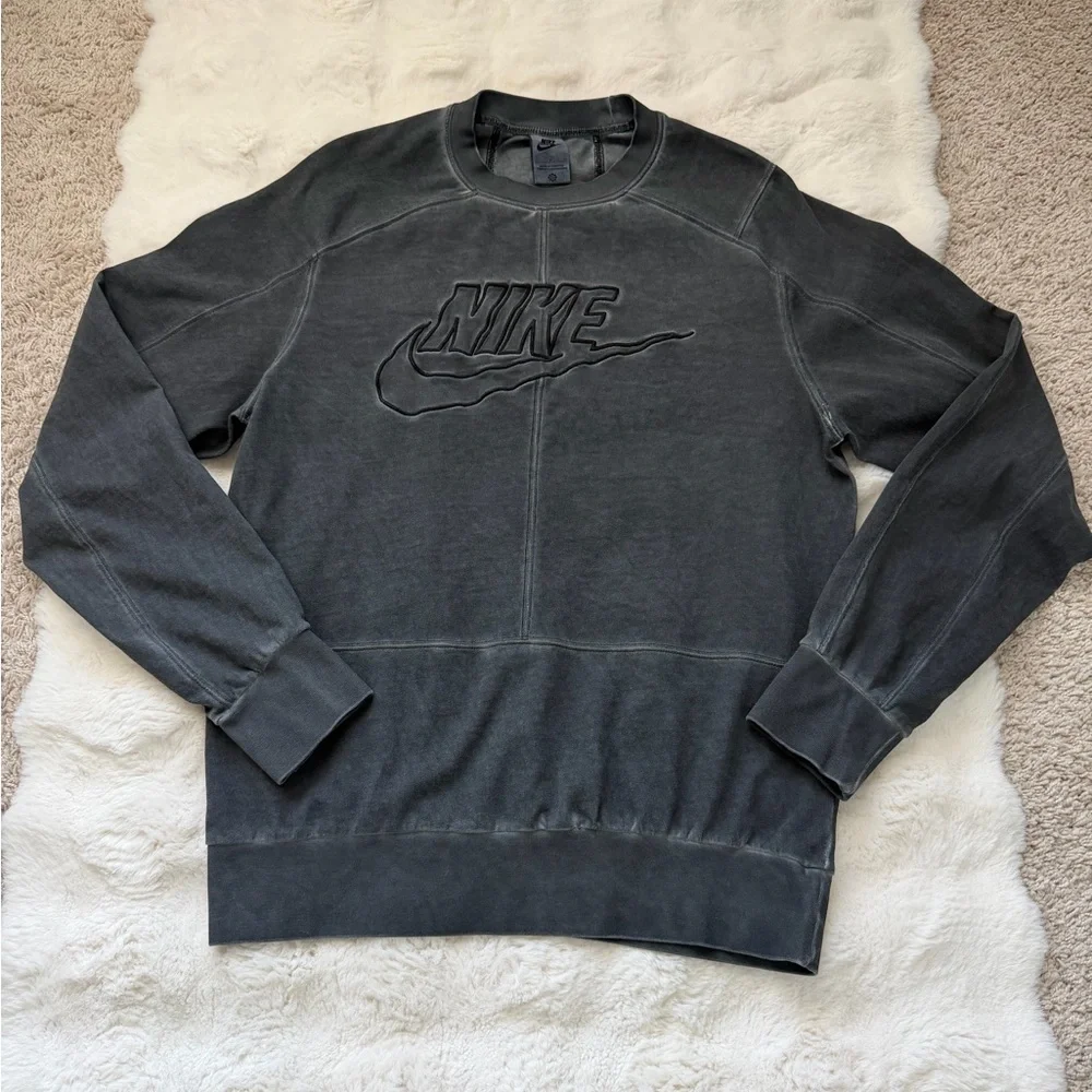 Nike Men's Charcoal Cotton Crewneck Sweatshirt - S